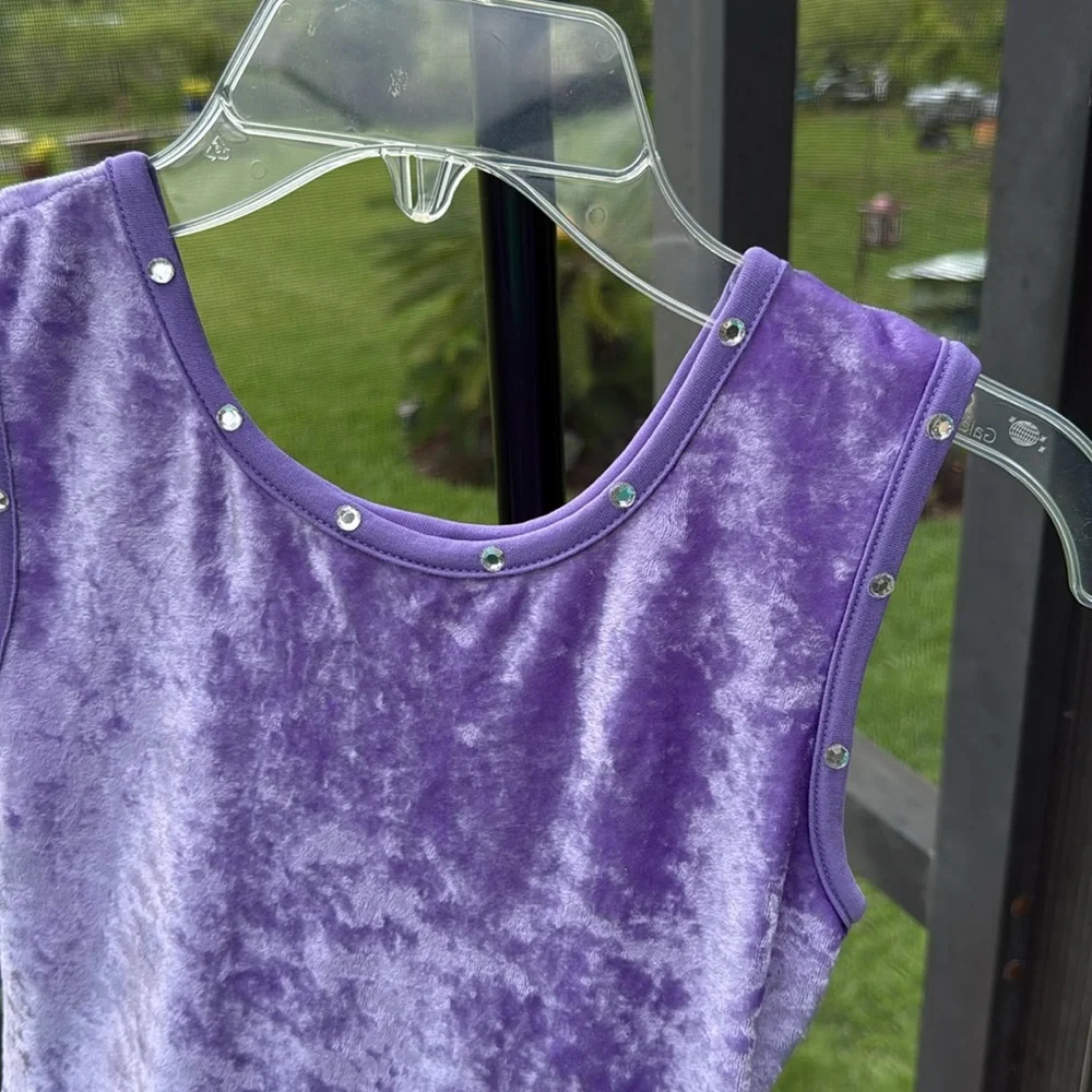 J Moret girls purple  rushed velvet unitard / Leotard medium 7/8